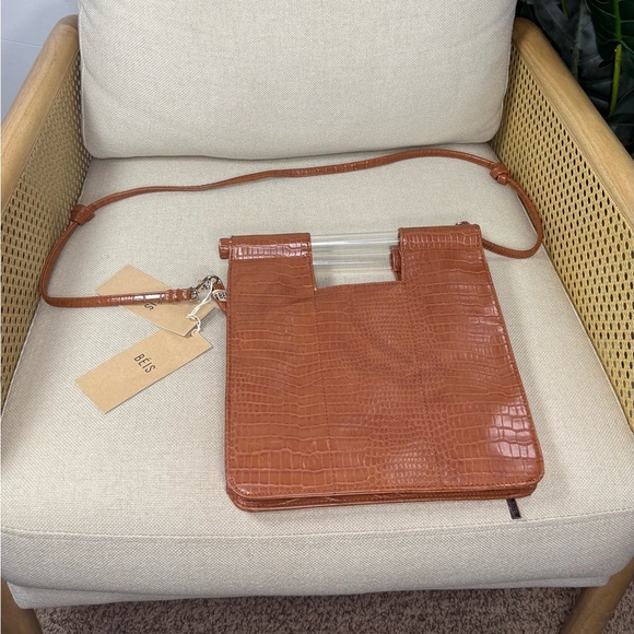 NWT Beis The Crossbody In Cognac Croc - Picture 6 of 10